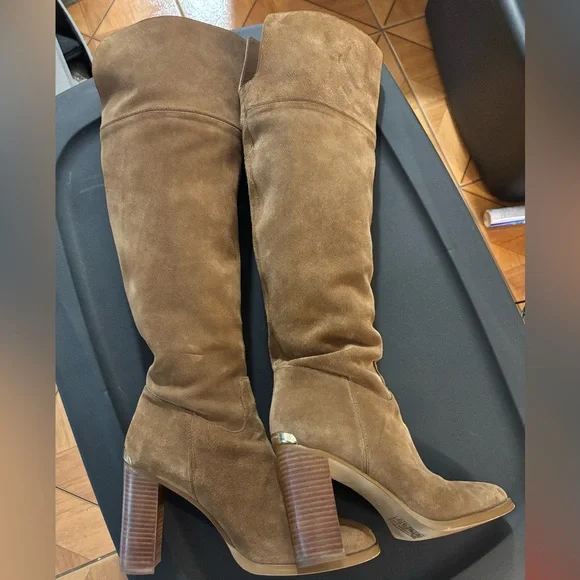 Michael Kors Tan Suede Over the Knee Boots - Picture 2 of 14